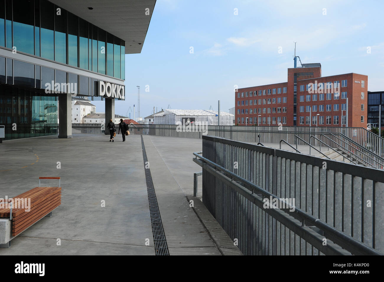 L'ingresso alla Dokk1, una nuova cultura e casa multimediale ad Aarhus in Danimarca. Foto Stock