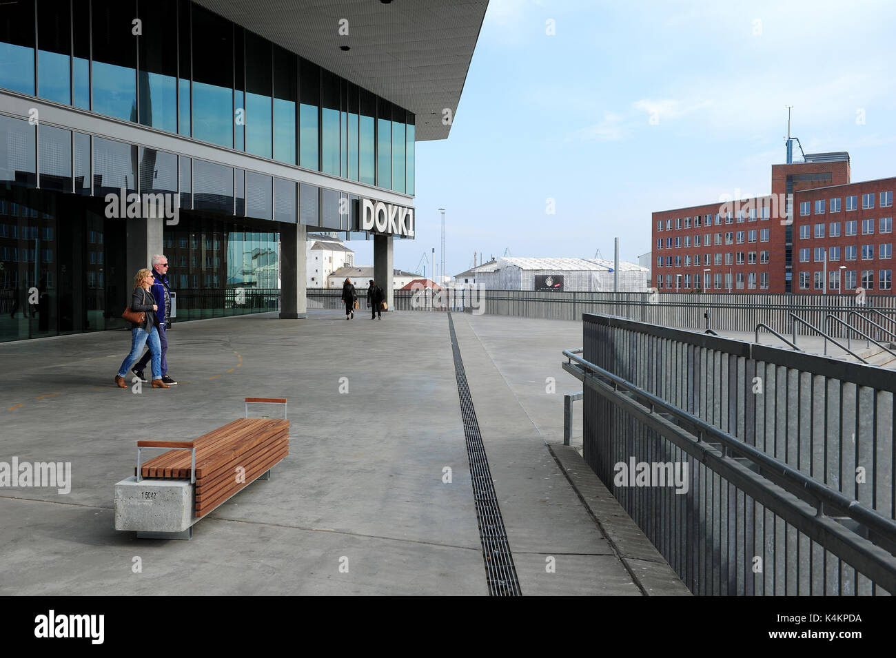 L'ingresso alla Dokk1, una nuova cultura e casa multimediale ad Aarhus in Danimarca. Foto Stock