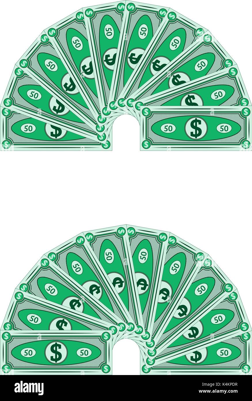 Di dollari prevista in un semicerchio, vettore denaro Illustrazione Vettoriale