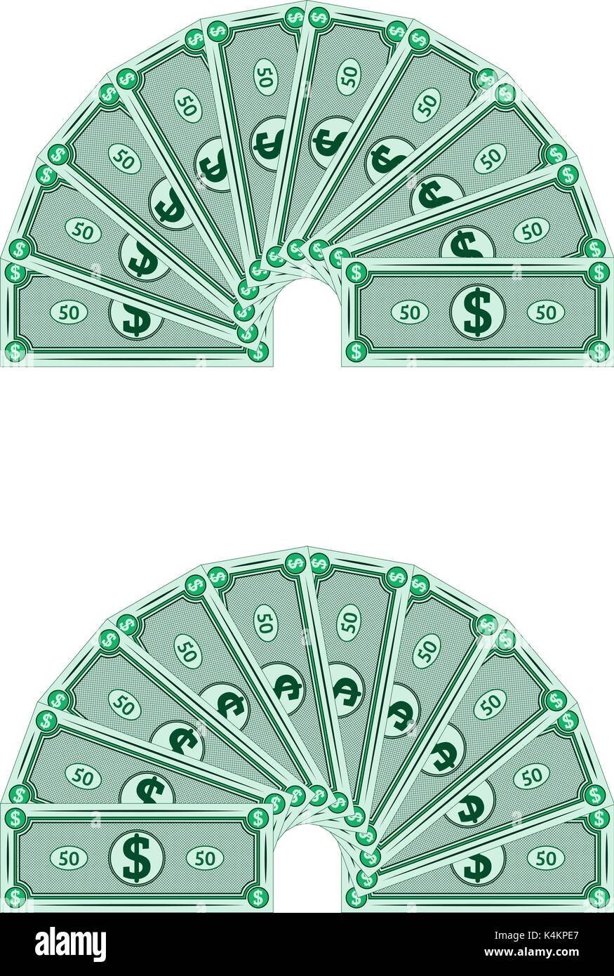 Di dollari prevista in un semicerchio, vettore denaro Illustrazione Vettoriale