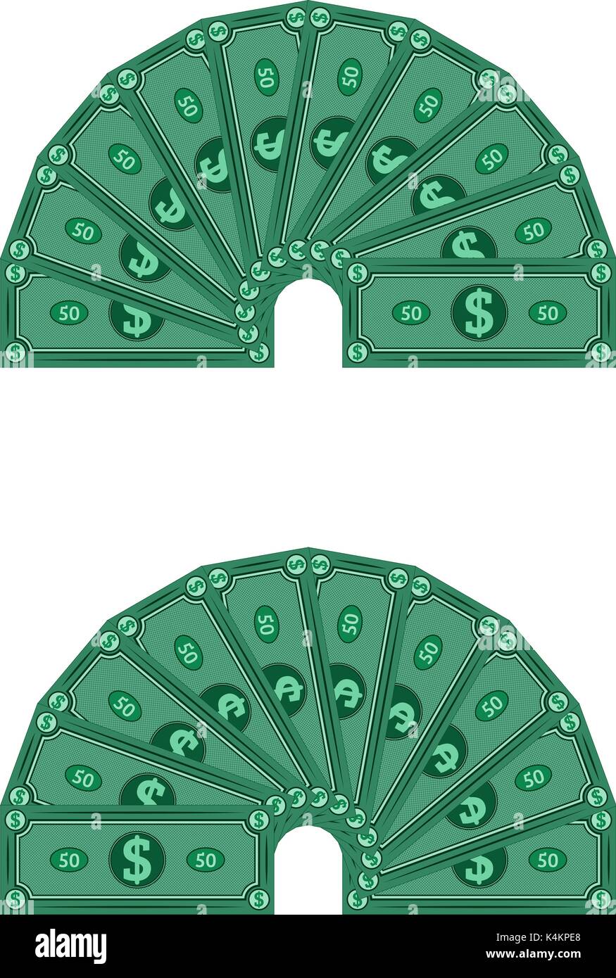 Di dollari prevista in un semicerchio, vettore denaro Illustrazione Vettoriale