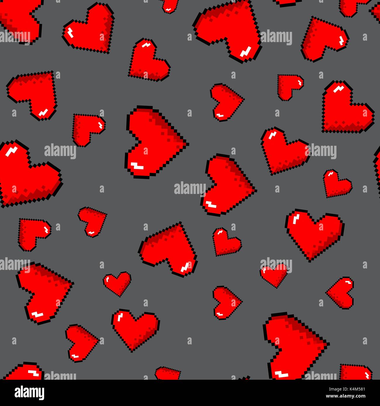 Vettore di pixel pattern cuori Illustrazione Vettoriale