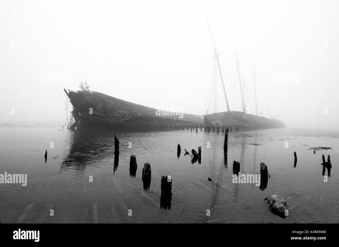 Ritirato le golette Hesper & Lucifero Llittle (ora rimosso) - Wiscassett, Maine - Foto 1986 Foto Stock