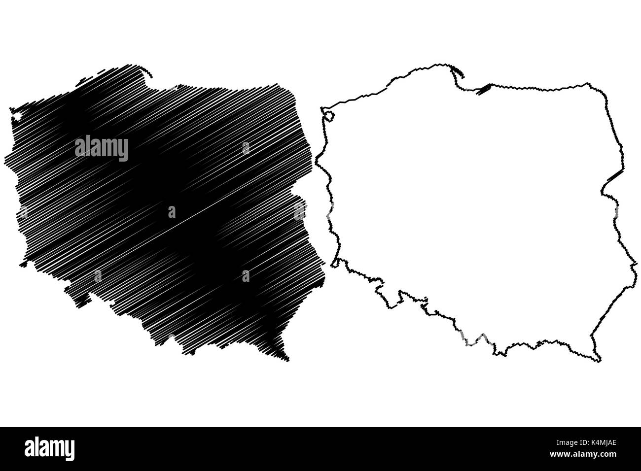 La Polonia mappa illustrazione vettoriale, scribble schizzo Polonia Illustrazione Vettoriale