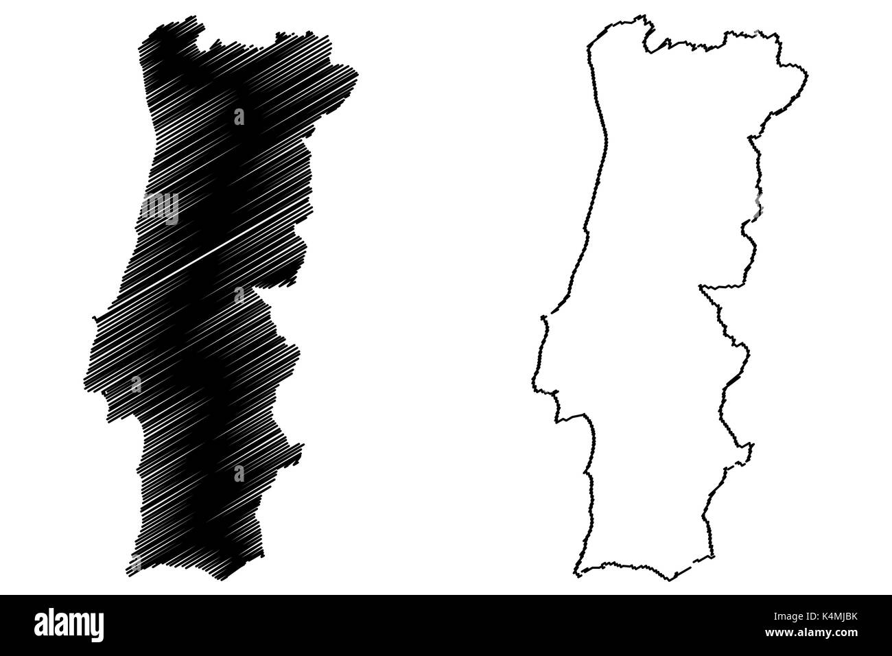 Mappa Portogallo illustrazione vettoriale, scribble schizzo del Portogallo Illustrazione Vettoriale