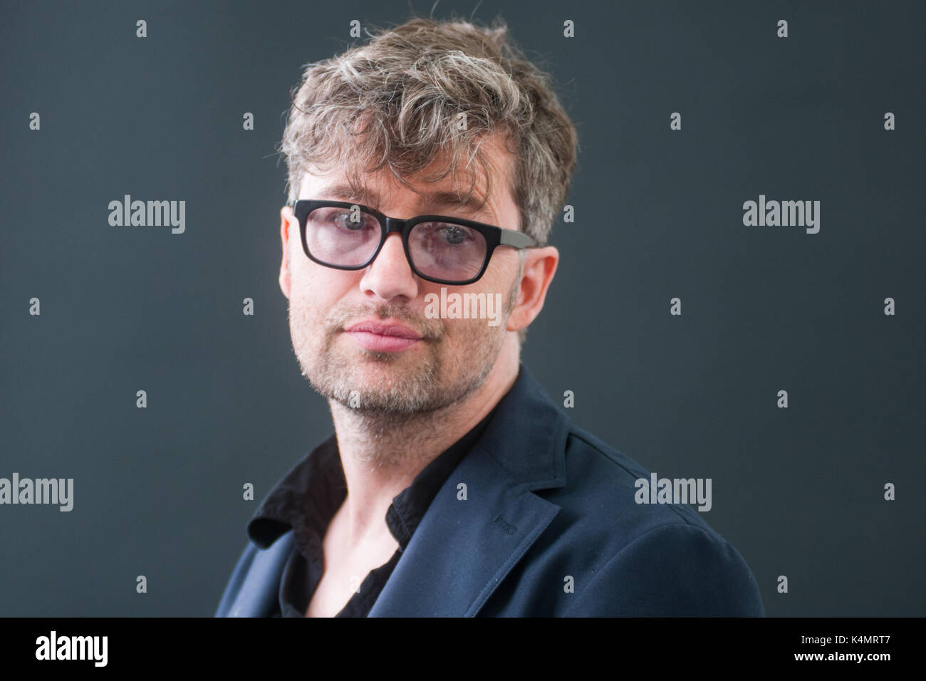 Irish-nato autore americano attore e il proprietario del club karl geary assiste un photocall durante l'Edinburgh International book festival il 12 agosto 2017 in Foto Stock