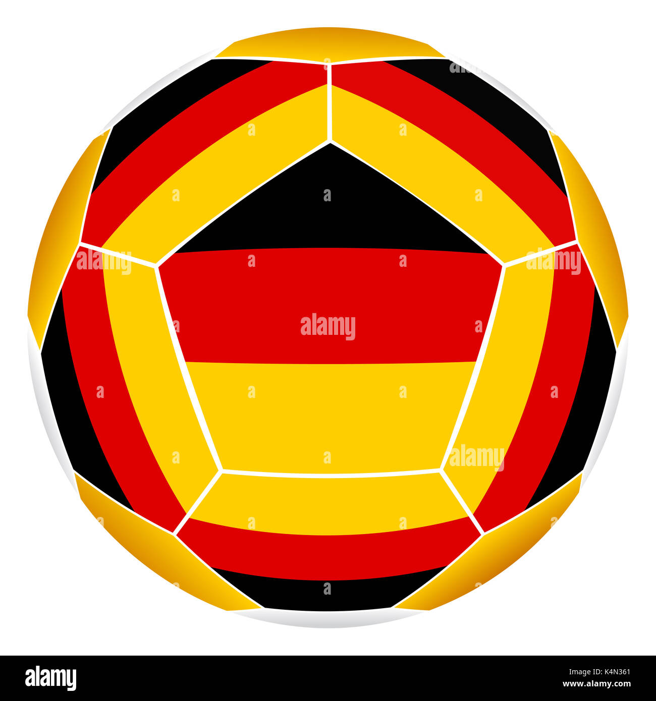 Pallone da calcio con la bandiera tedesca isolati su sfondo bianco Foto Stock