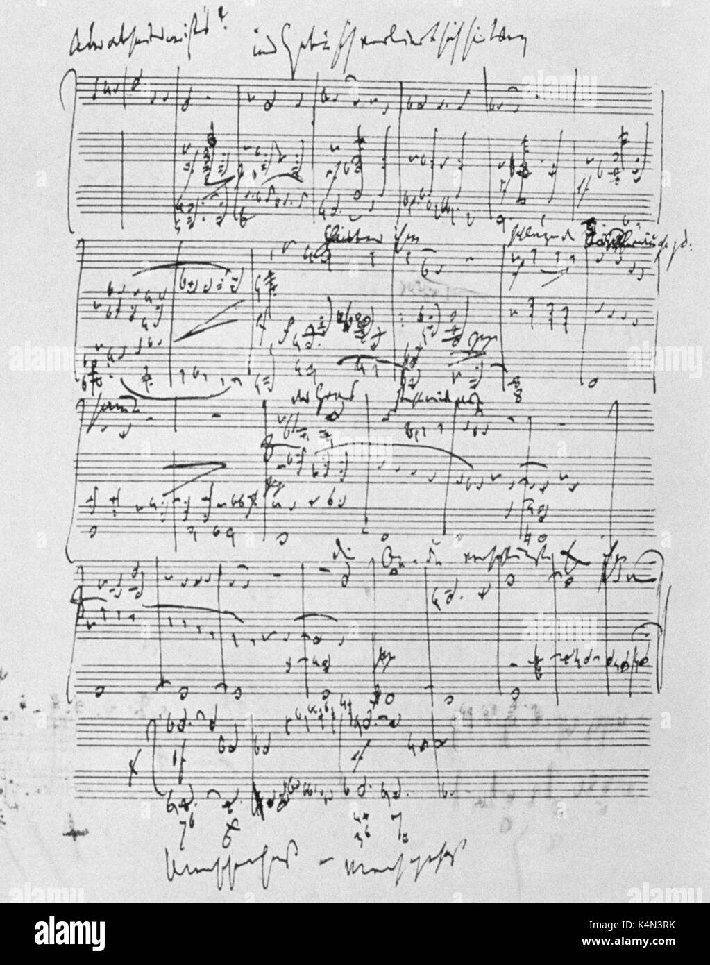 Johannes Brahms - Punteggio manoscritta per il compositore tedesco 's 'Alto Rhapsody', c. 1869. 7 Maggio 1833 - 3 aprile 1897. Foto Stock