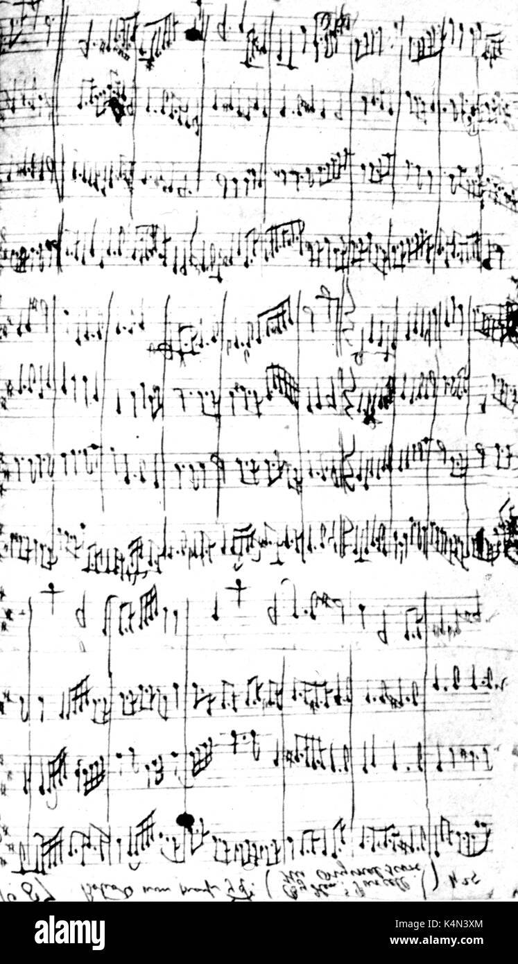 PURCELL, Henry - "Ecco ora lode al Signore partitura originale del suo inno. Compositore inglese (1659-1695) Foto Stock