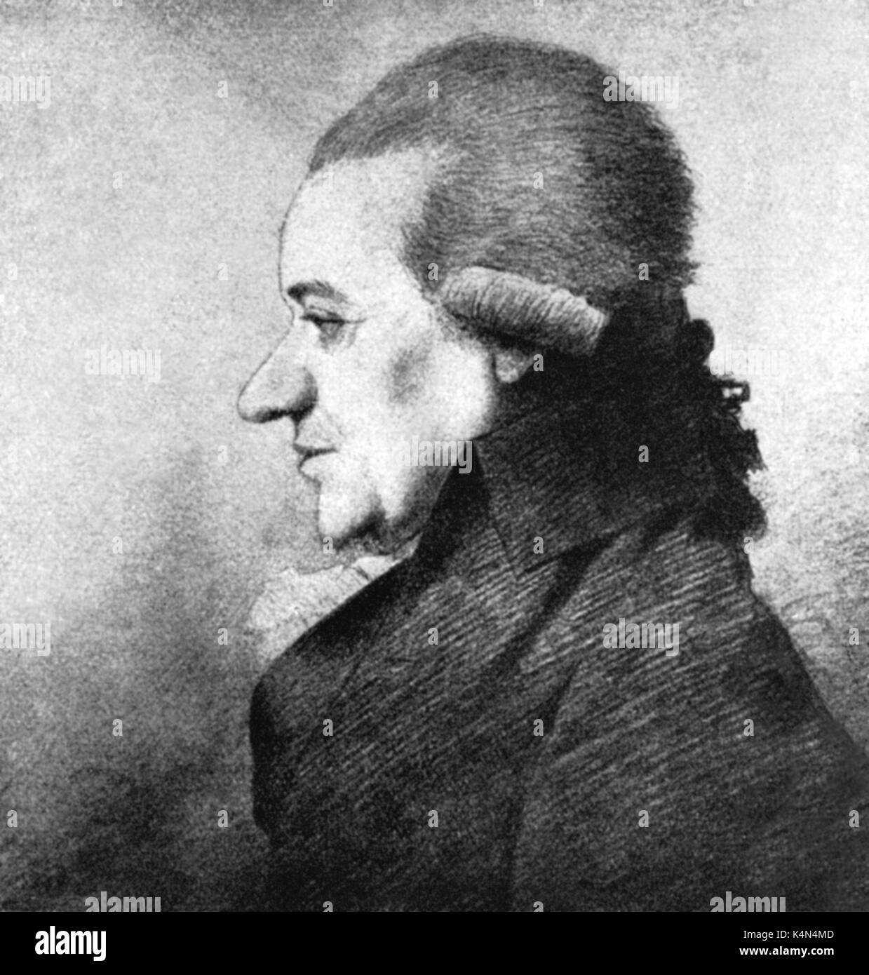 Charles Burney - Ritratto di organista inglese , compositore e storico della musica (7 aprile 1726 - 12 Aprile 1814). Autore di "storia generale della Musica di Londra. 1776-89. Disegno di George Dance 1794. Londra, National Portrait Gallery. Foto Stock