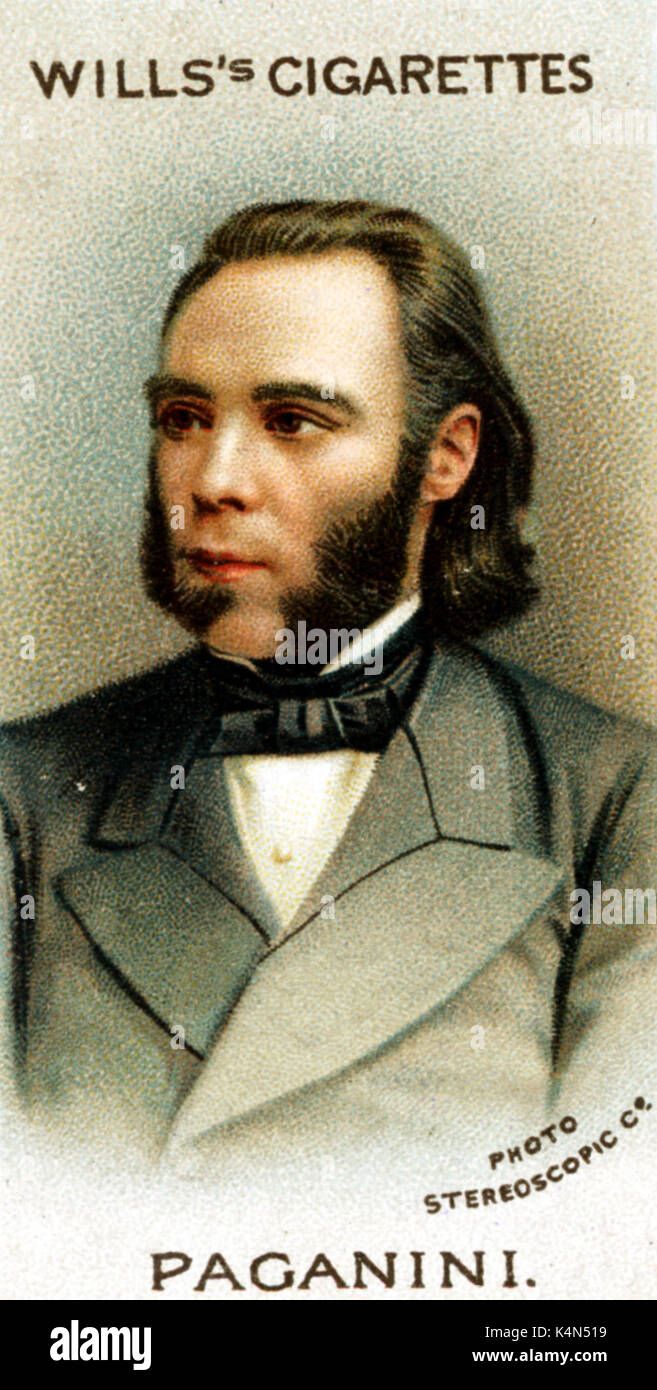 Niccolò Paganini ritratto su testamenti di carta di sigaretta. L'Italiano violinista e compositore (1782-1840) Foto Stock