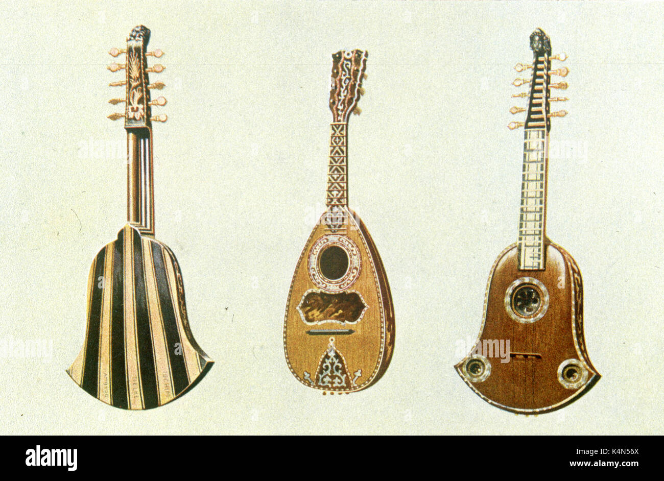 Il mandolino di Domenico Vinaccia (centro), 1780. Anche Quintern (su entrambi i lati del mandolino). Foto Stock