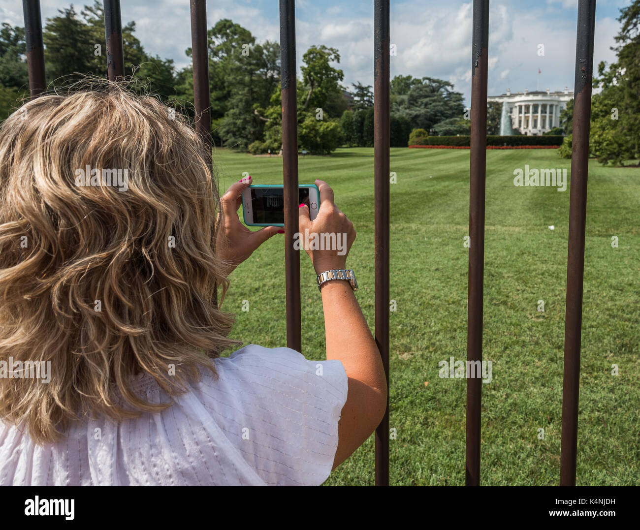 I turisti alla Casa Bianca, Washinton DC Foto Stock