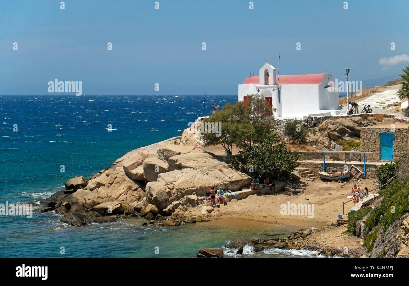 Agios Charalambos Cappella Chiesa Cittadina di Mykonos Chora Cicladi isola del Mar Egeo Grecia UE Unione europea EUROPA Foto Stock