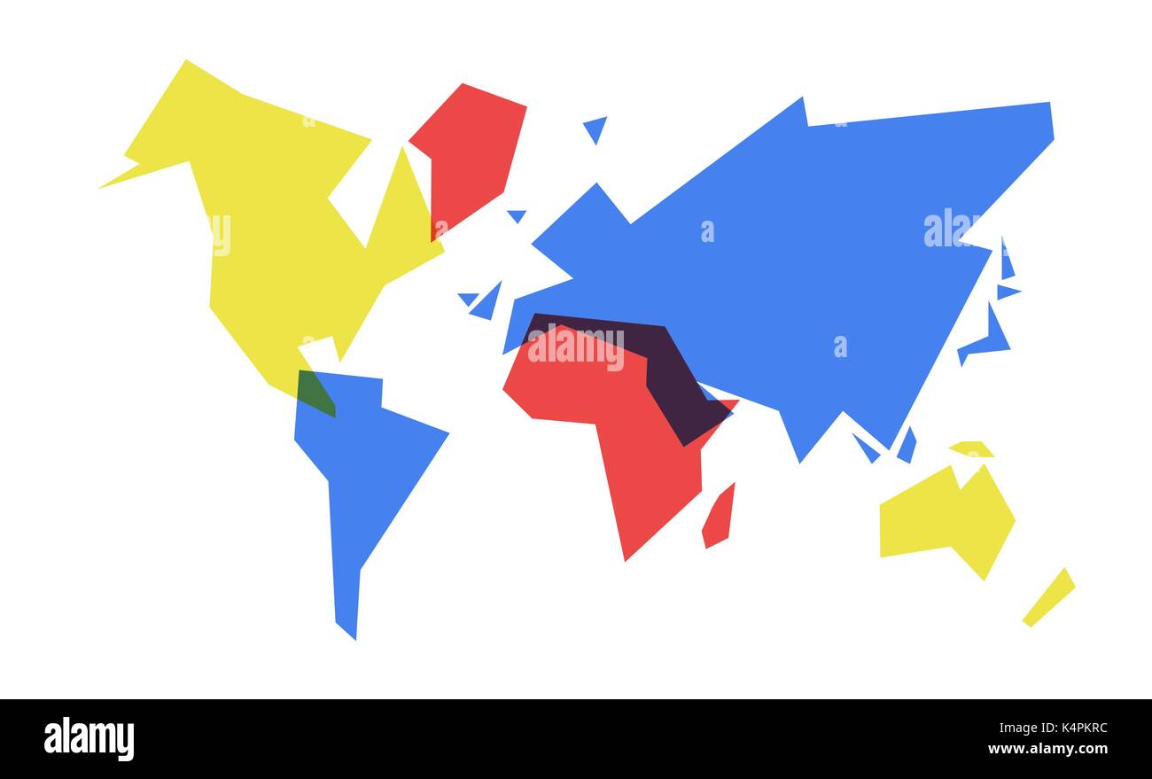 Mondo astratto mappa concetto semplice illustrazione, colorato continente geometrica forma design. EPS10 vettore. Illustrazione Vettoriale
