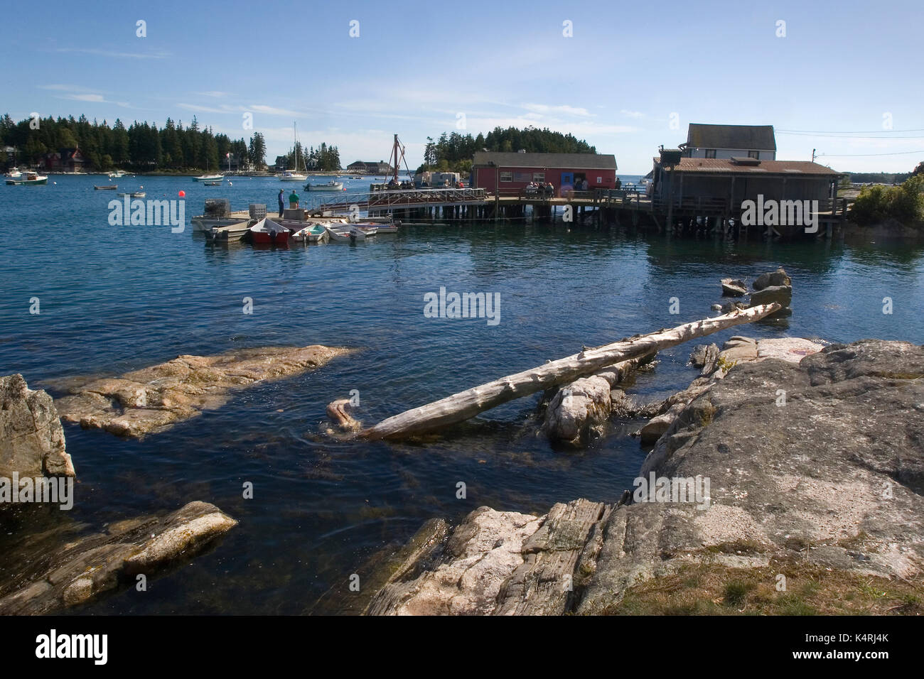Il porto di cinque isole, maine un pomeriggio autunnale. Foto Stock