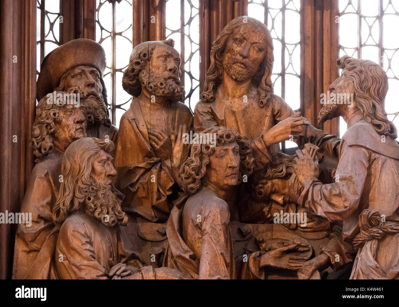 L'altare del Santissimo Sangue da Tilman Riemenschneider, chiesa di San Giacomo (St. Jakobskirche), Rothenburg ob der Tauber, Germania Foto Stock