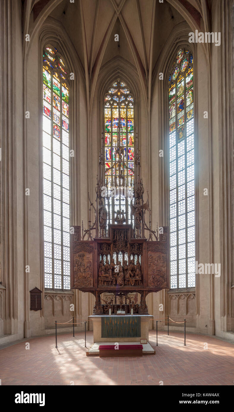 L'altare del Santissimo Sangue da Tilman Riemenschneider, chiesa di San Giacomo (St. Jakobskirche), Rothenburg ob der Tauber, Germania Foto Stock