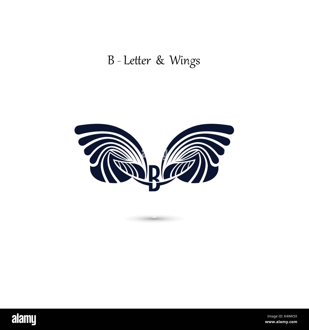 B-lettera segno e angel wings.monogram ala logo vettoriale template.classico emblema.elegante alfabeto dinamica lettere con ali.creative design element.co Illustrazione Vettoriale