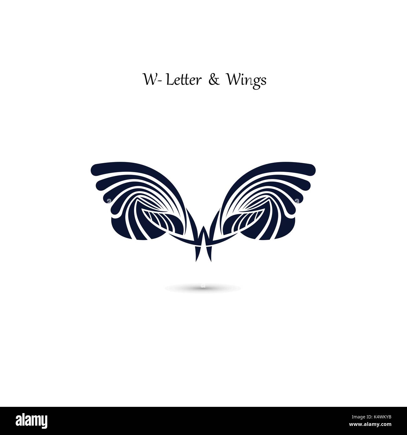 W-lettera segno e angel wings.monogram ala logo vettoriale template.classico emblema.elegante alfabeto dinamica lettere con ali.creative design element.co Illustrazione Vettoriale