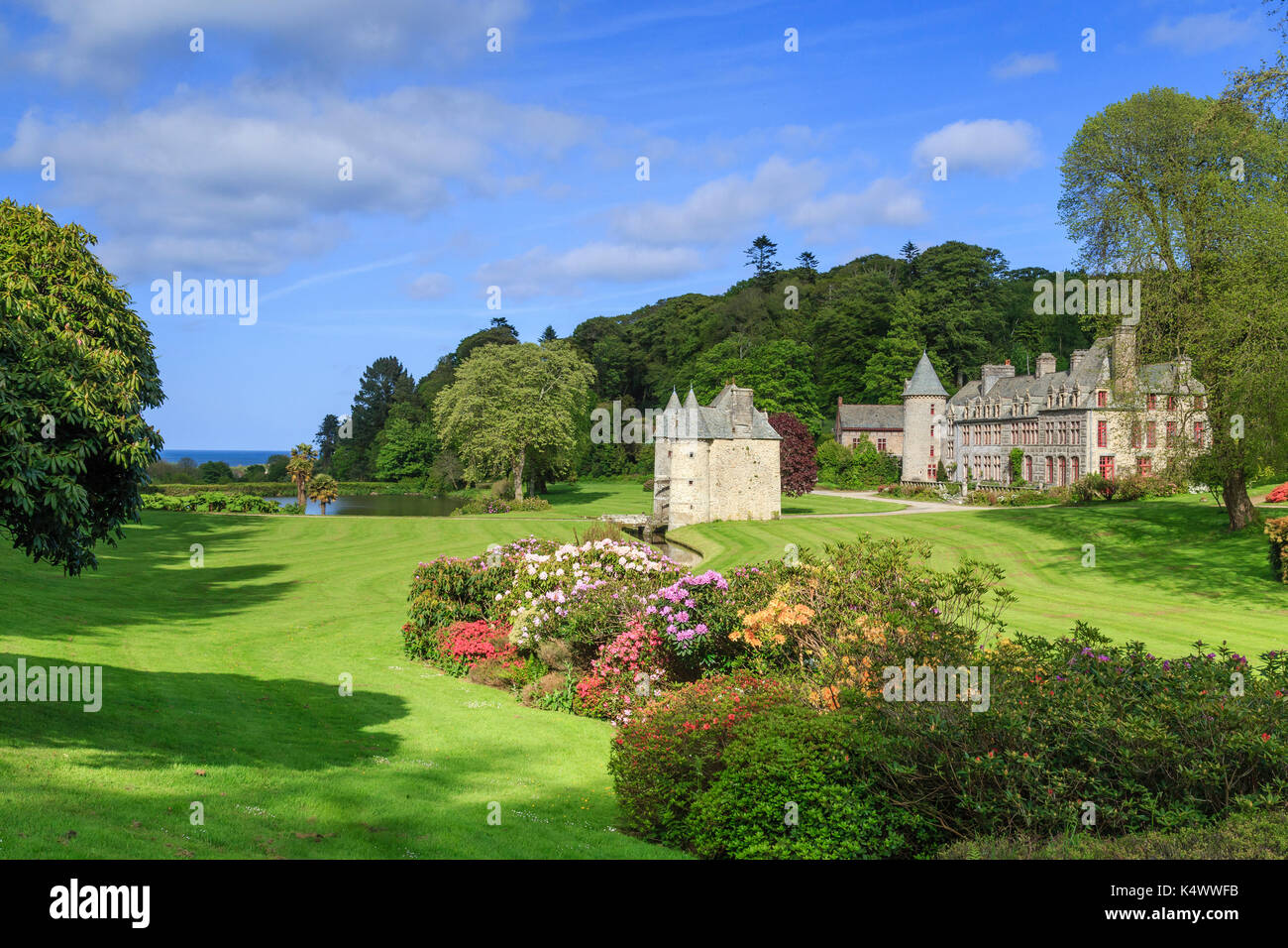 Francia, Manche (50), del Cotentin, Cap de la Hague, Urville-Nacqueville, château et Parc de Nacqueville labelisé Jardin Remarquable // Francia, Manche, lettino Foto Stock