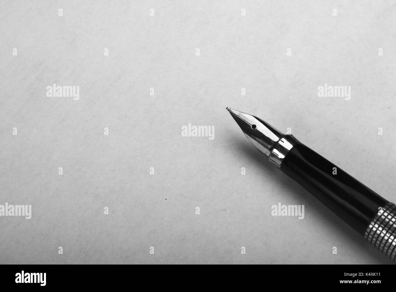 Penna con una carta vergine Foto Stock