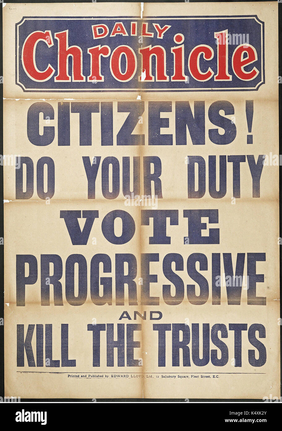 I cittadini! Fare il tuo dovere. Votazione progressiva e uccidere il trust. - London County Council elezioni, 1907 Foto Stock
