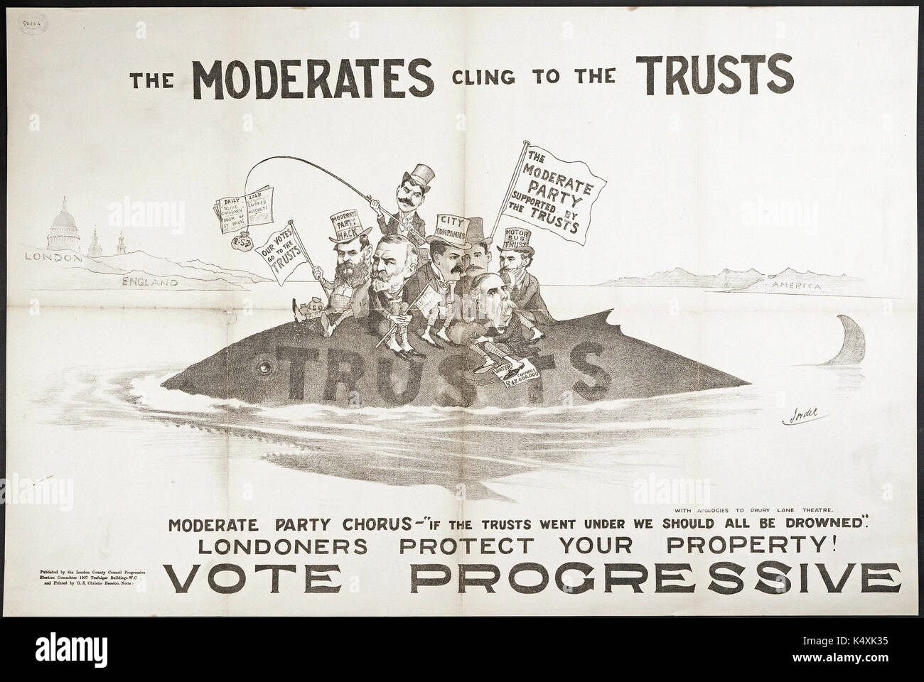 I moderati si aggrappano al Trust - London County Council elezioni, 1907 Foto Stock