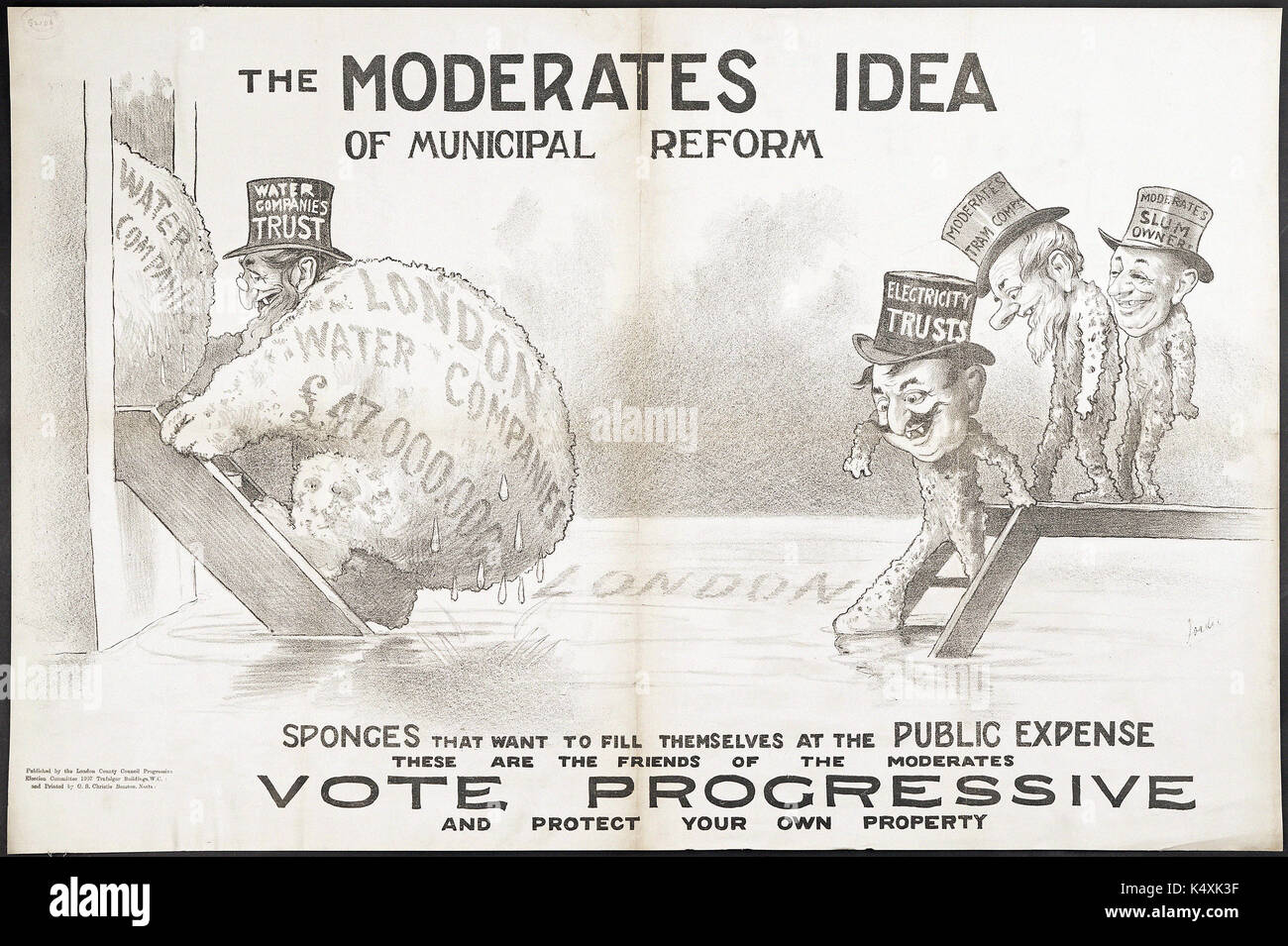 I moderati idea di riforma comunale - London County Council elezioni, 1907 Foto Stock