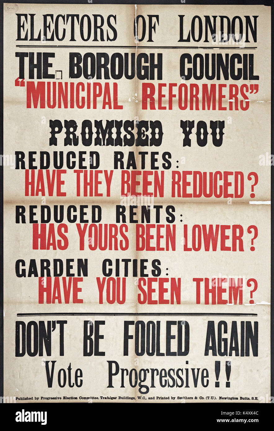 Il Partito progressista Poster - London County Council elezioni, 1907 Foto Stock