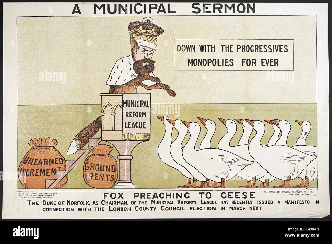 Un sermone comunale - London County Council elezioni, 1907 Foto Stock