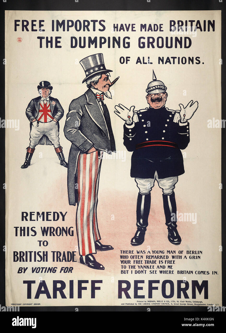 Libera le importazioni hanno fatto della Gran Bretagna la discarica di tutte le nazioni - British manifesti politici, C1905-c1910 Foto Stock