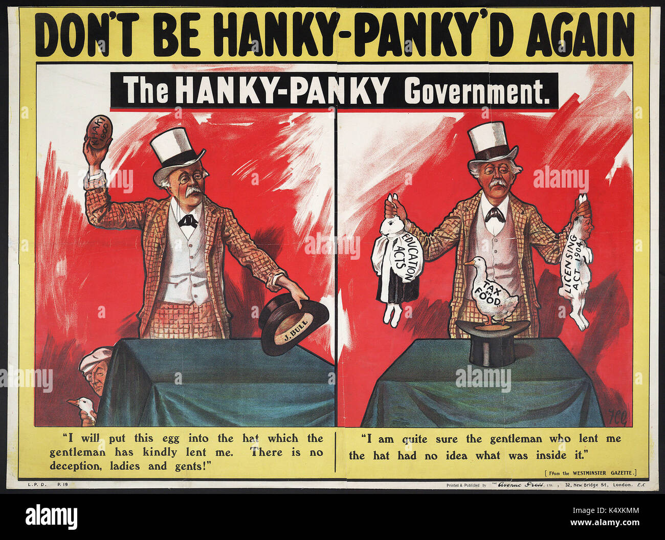 Non essere Hanky-Panky'd nuovamente il governo Hanky-Panky. - British manifesti politici, C1905-c1910 Foto Stock
