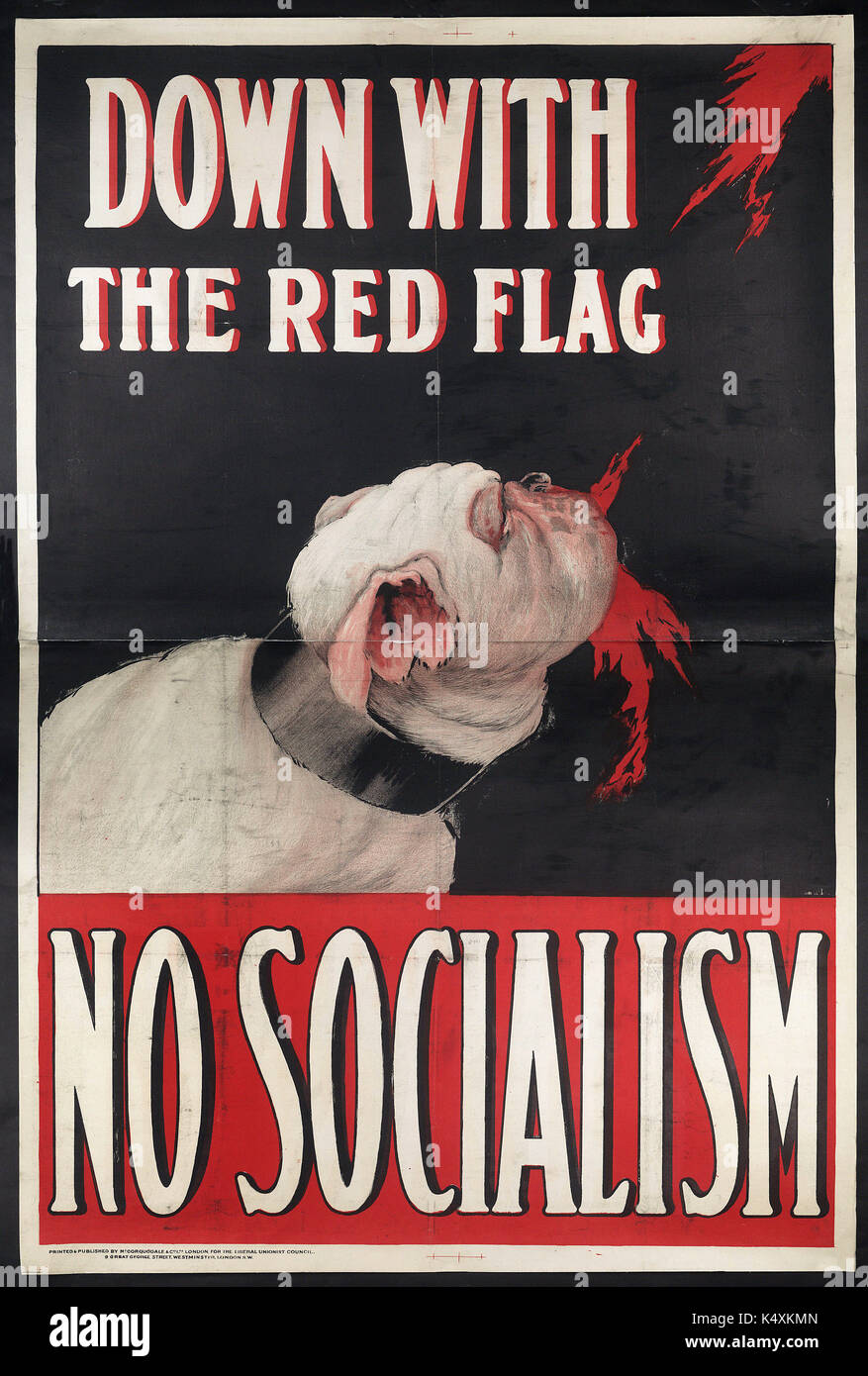 Giù con la bandiera rossa - British manifesti politici, C1905-c1910 Foto Stock