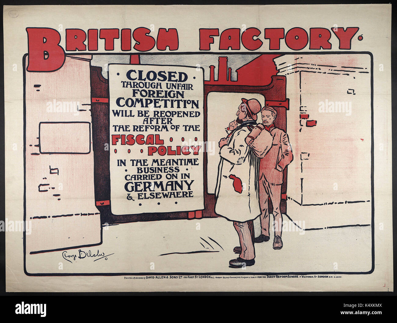 Factory britannica chiuso attraverso una concorrenza straniera sleale u2026 - British manifesti politici, C1905-c1910 Foto Stock