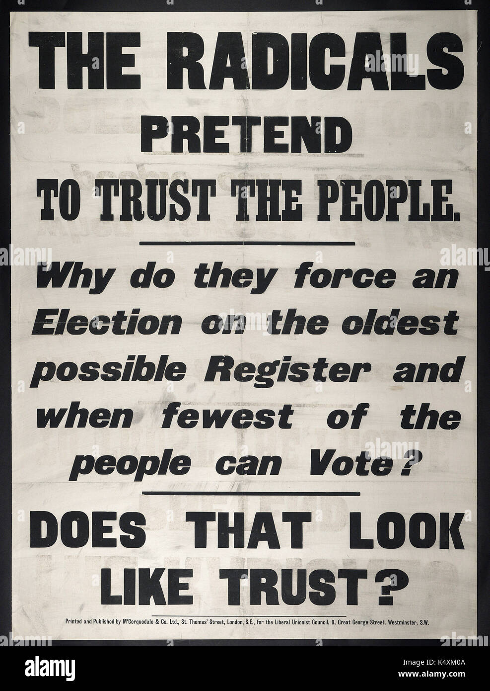 I radicali fingere di fiducia la gente... - British manifesti politici, C1905-c1910 Foto Stock