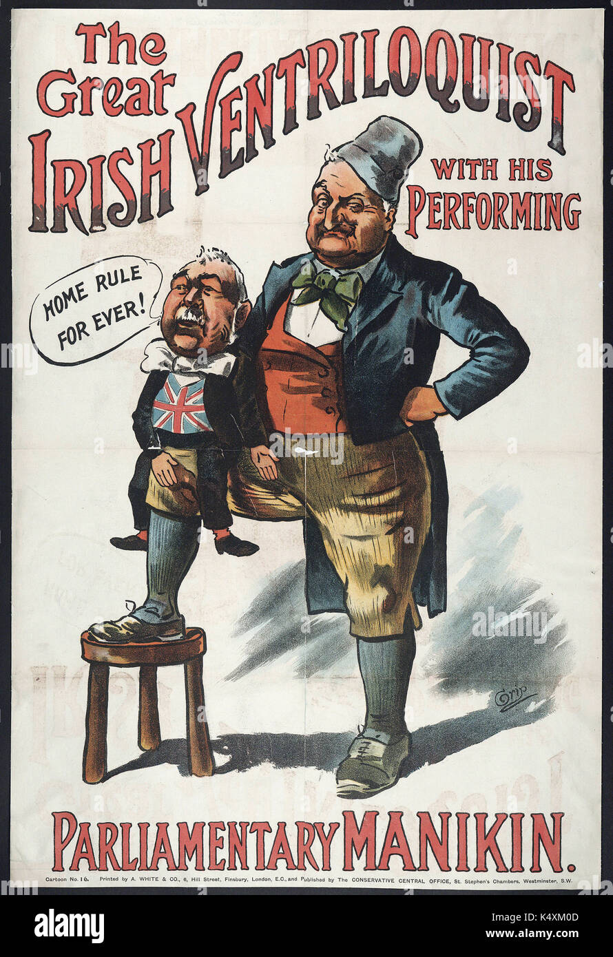Il grande ventriloquo irlandese, con la sua esecuzione di manichino parlamentare - British manifesti politici, C1905-c1910 Foto Stock