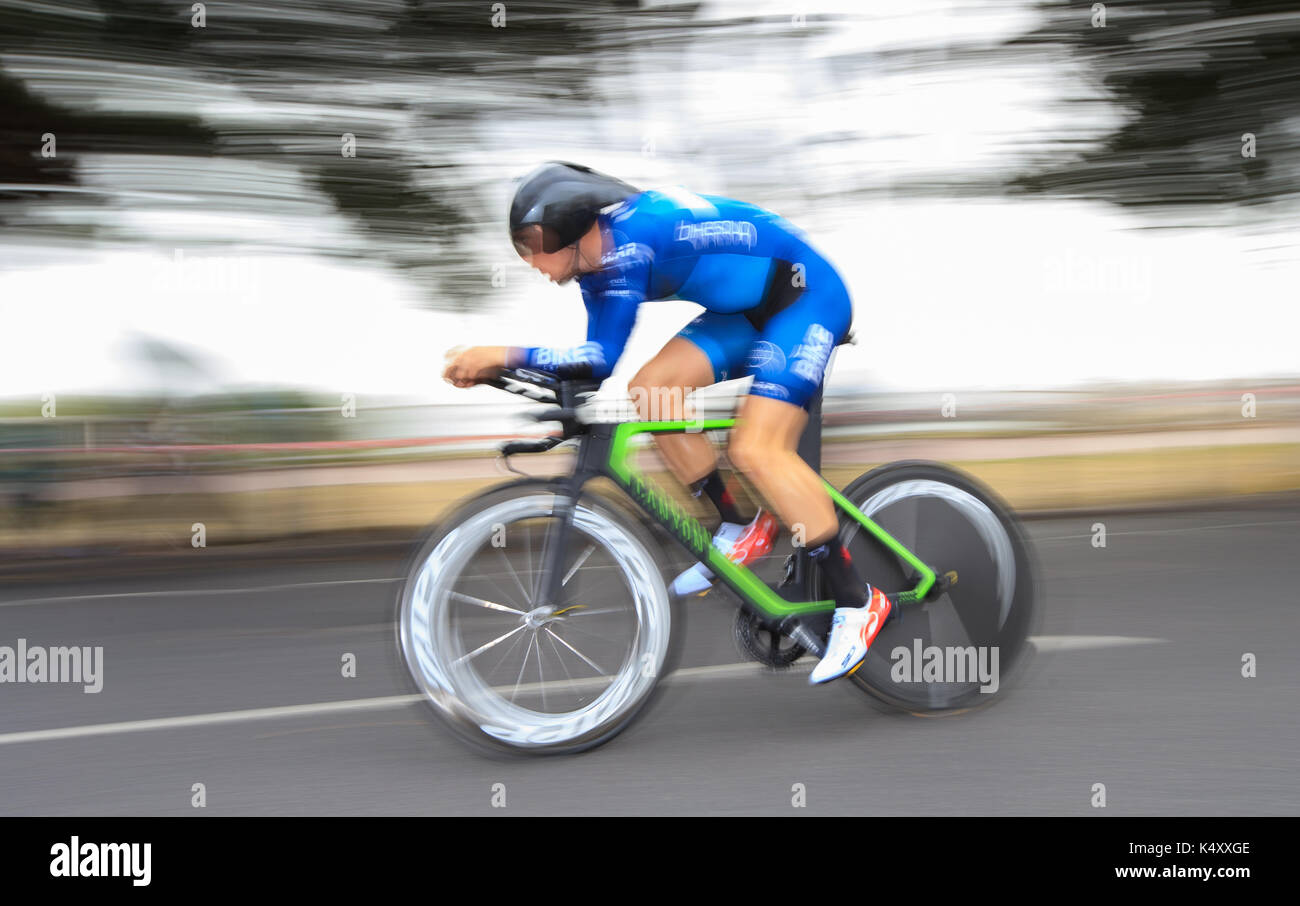 Canale di bici - canyon di rory townsend durante la fase cinque dell'ovo energy tour della Gran Bretagna da clacton a clacton. press association foto. picture Data: giovedì 7 settembre 2017. vedere pa storia tour in bicicletta. Photo credit dovrebbe leggere: John Walton/pa filo Foto Stock