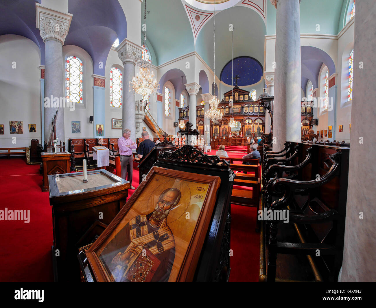 Interno della chiesa greco-ortodossa di San Nicola, Liverpool. Foto Stock