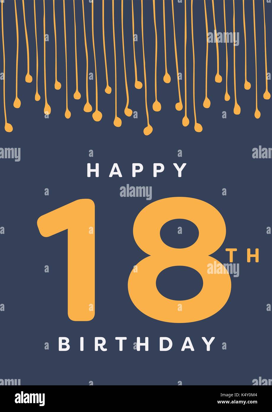 Buon compleanno 18 anni biglietto d'auguri Immagine e Vettoriale - Alamy
