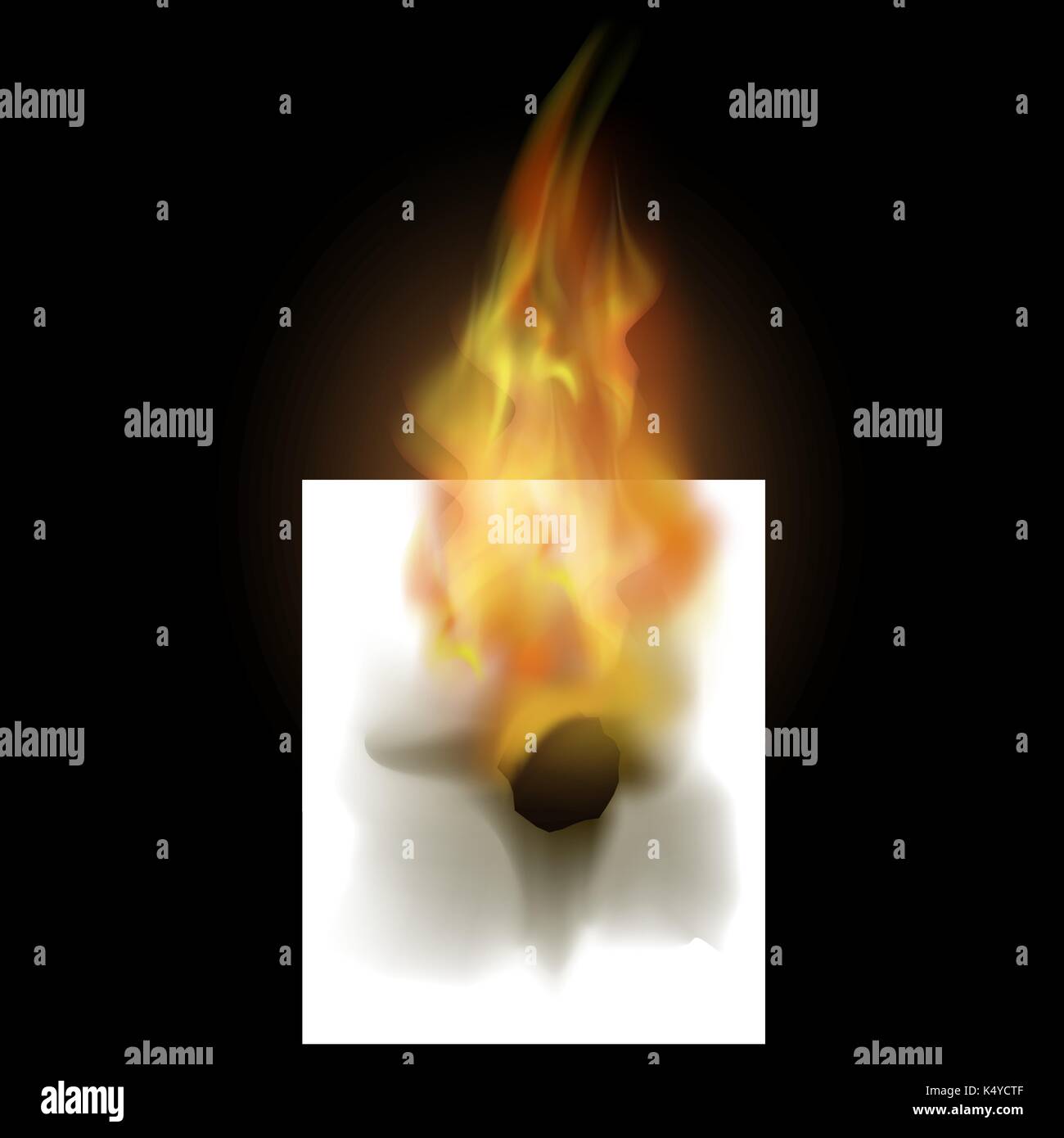 La masterizzazione di carta bianca con fiamma di fuoco Illustrazione Vettoriale
