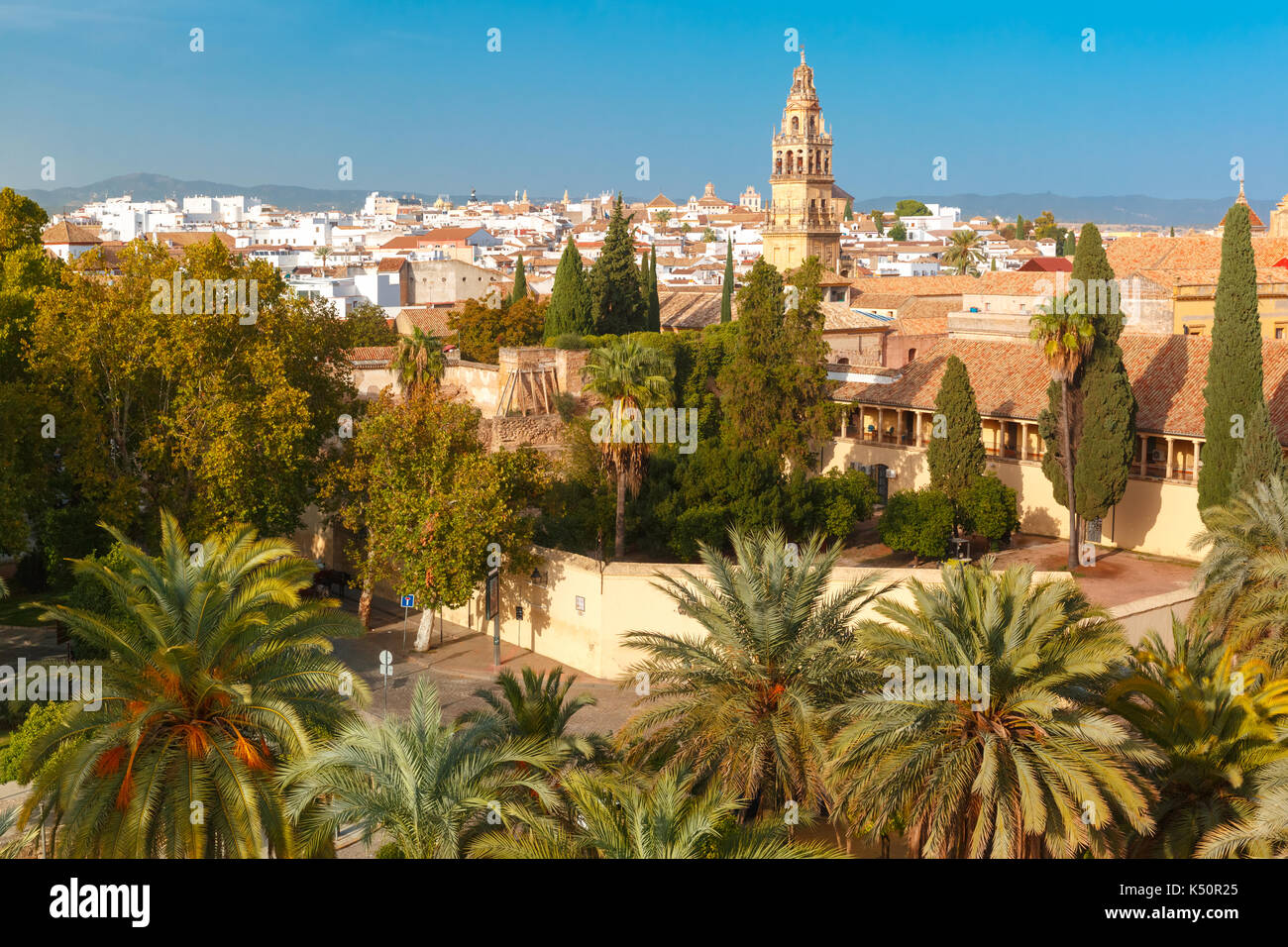Vista della Mezquita da Alcazar di Cordoba, Spagna Foto Stock