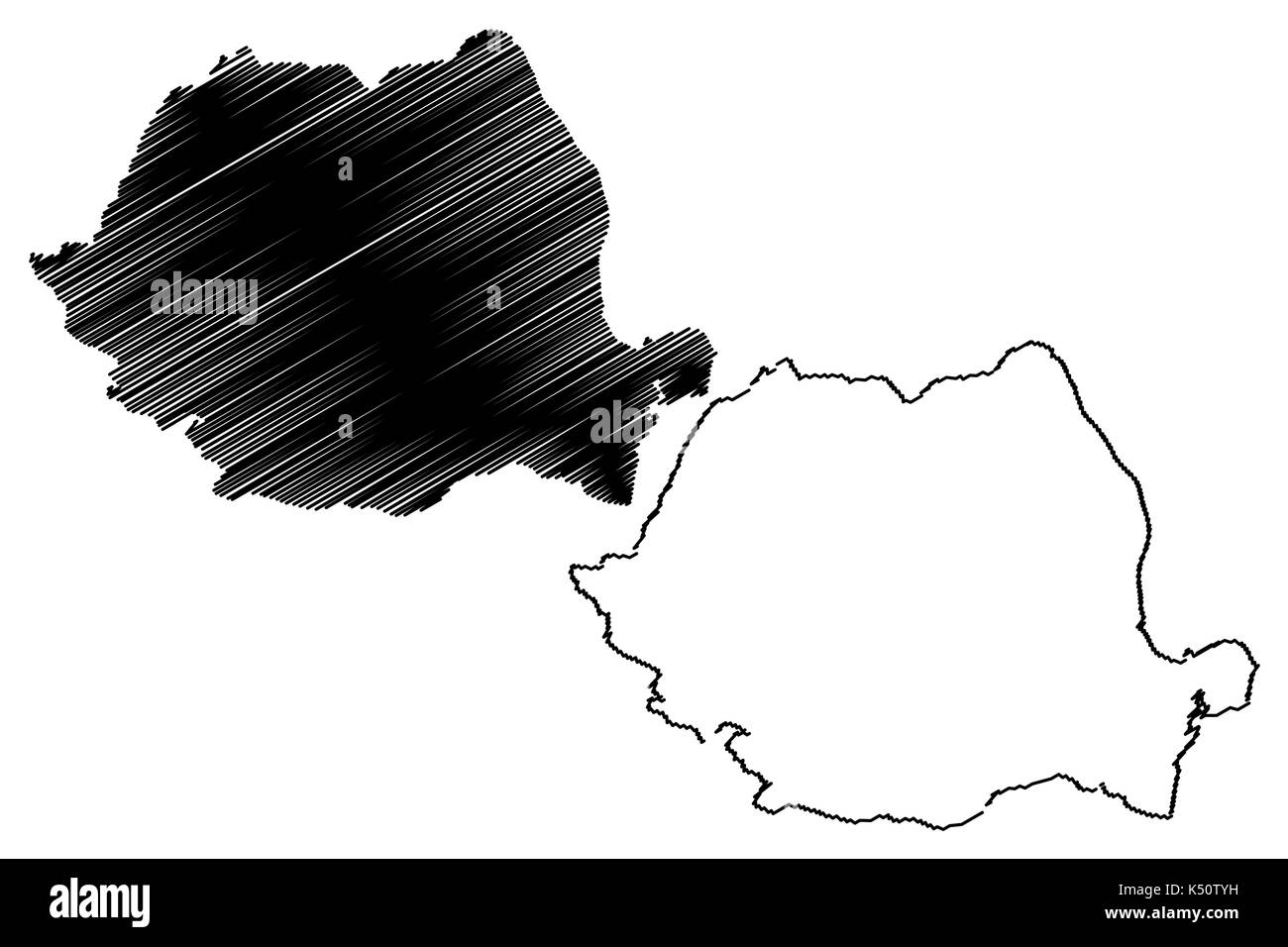 La Romania mappa illustrazione vettoriale, scribble schizzo ROMANIA Illustrazione Vettoriale