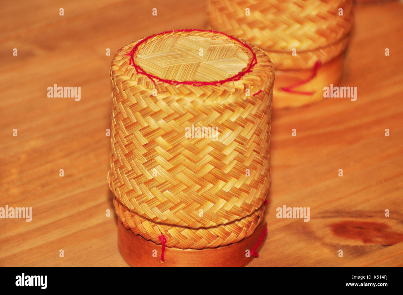 Stile asiatico pot realizzato con sisal close up Foto Stock