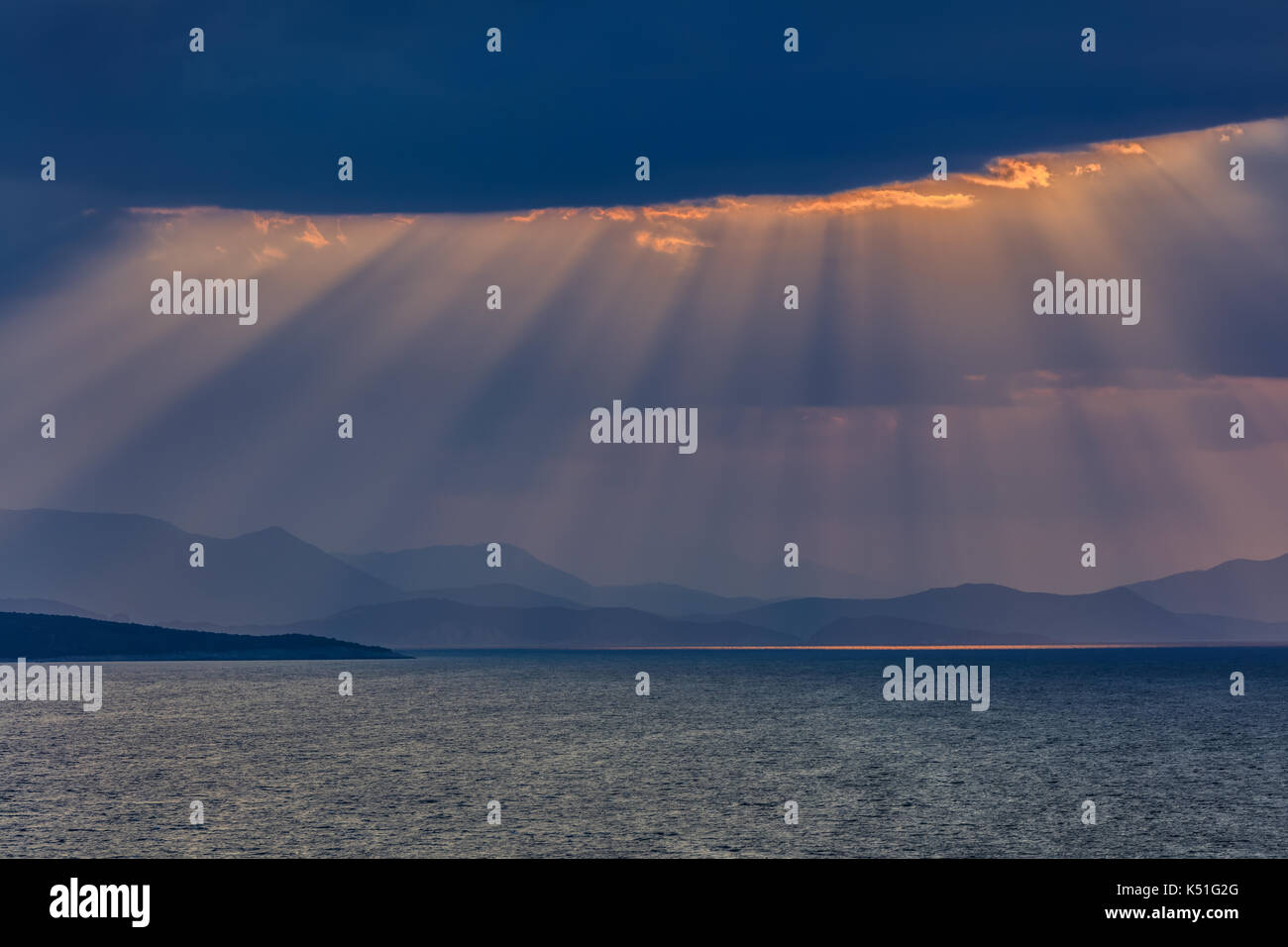 Sunrise nelle isole ionie. Lefkada isola grecia Foto Stock