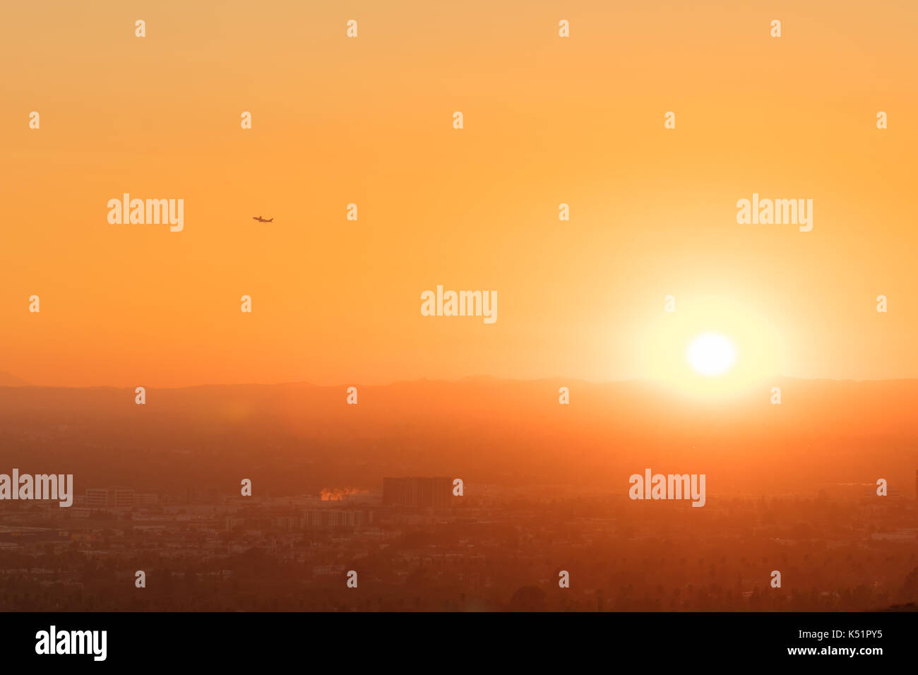 Sunset over Burbank California Foto Stock