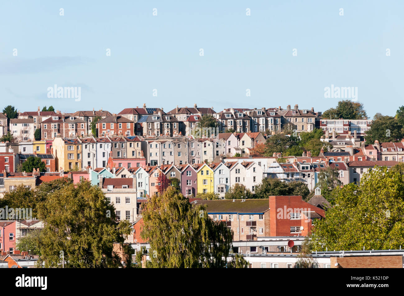Case sul Bristol skyline. Foto Stock