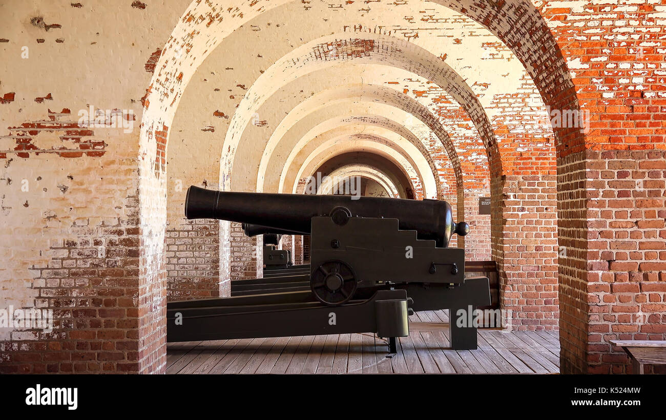 La guerra civile americana artiglieria a fort pulaski vicino a Savannah, Georgia Foto Stock
