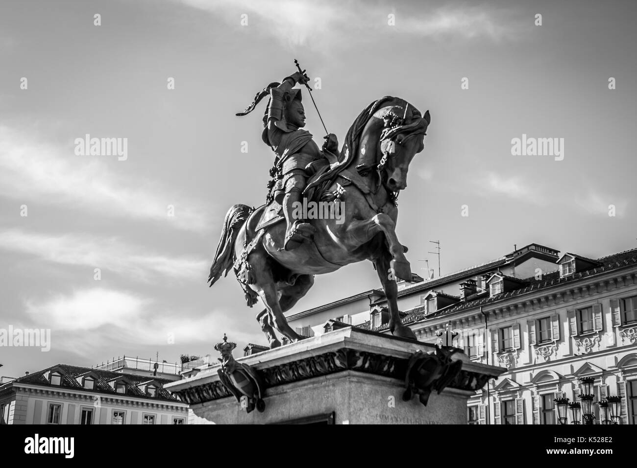 Statua di bronzo di Emanuele Filiberto di Savoia, Torino, Italia Foto Stock