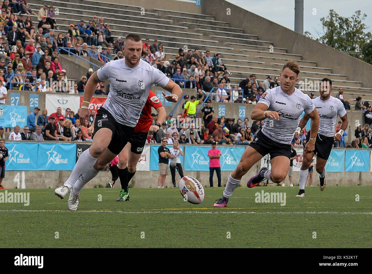 Settembre 02, 2017, Toronto, Canada - giocatori sul campo durante il super 8s round 4 gioco tra Toronto wolfpack (Canada) vs whitehaven rlfc (Regno k Foto Stock